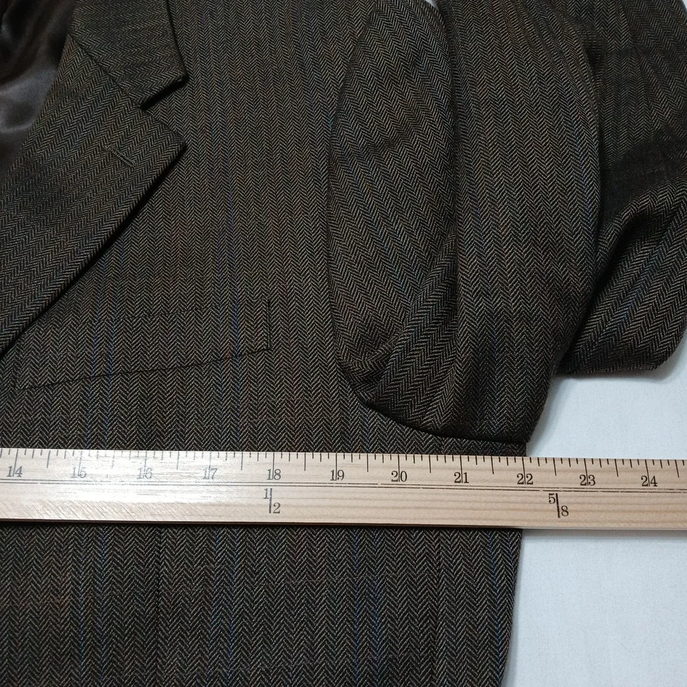 Lauren Ralph Lauren Mens Chocolate Wool Herringbone Blazer‎ Size 42R